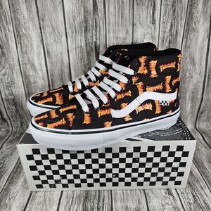 Vans Thrasher Colab Shoes Mens Size 9 Fire All Over Print Skate Sneakers New